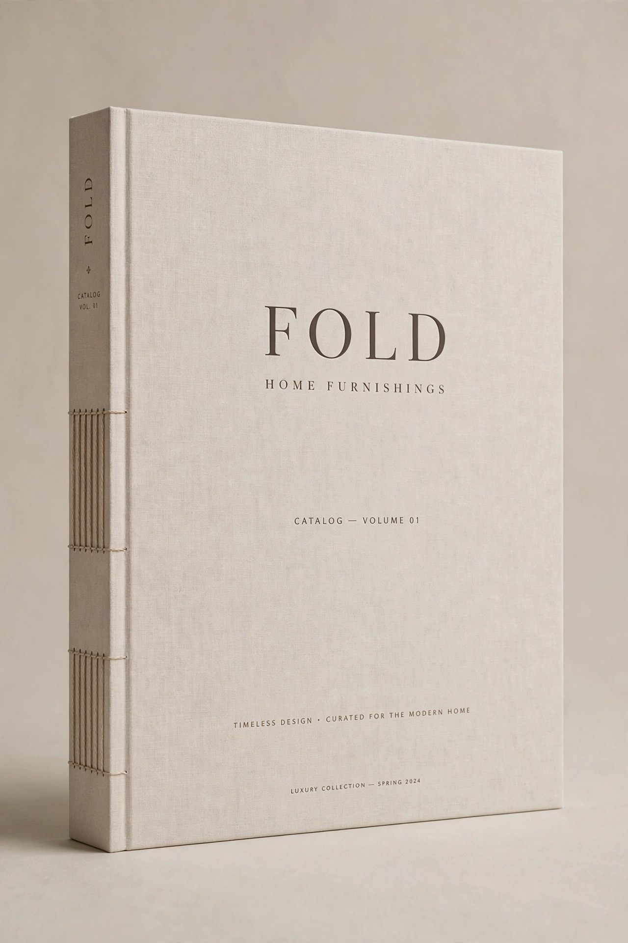 FOLD 家居手册封面：布面精装、线装书脊与克制标题版式